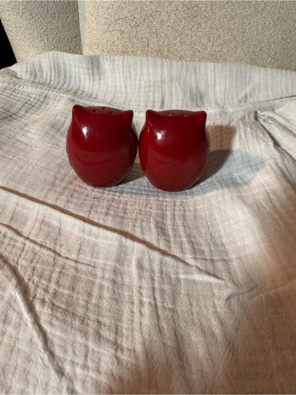 Red Owl Ceramic Salt and Pepper Shaker Set - Kitchen Decorative Seasoning Pair